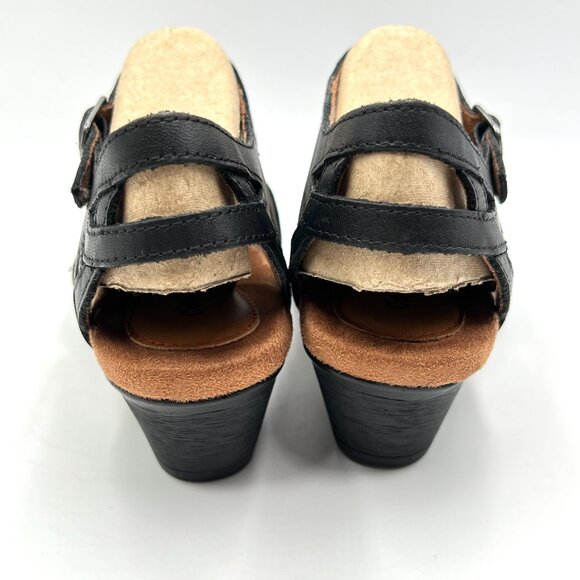 8N 8 NARROW WIDTH Cobb Hill Aubrey Black Leather T-Strap Block Heels Shoes - Picture 7 of 15